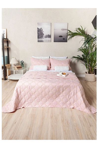 EVPANYA Embroidered Pink King Size Bedspread and Pillowcase