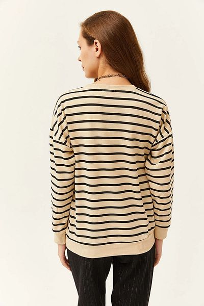 UNIQUE DESIGN Striped Women's Sweatshirt - Crew Neck