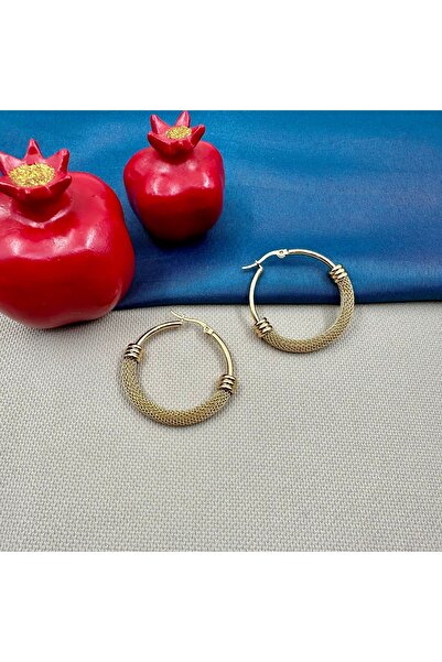 Opia Takı & Aksesuar Steel Gold Straw Hoop Earrings