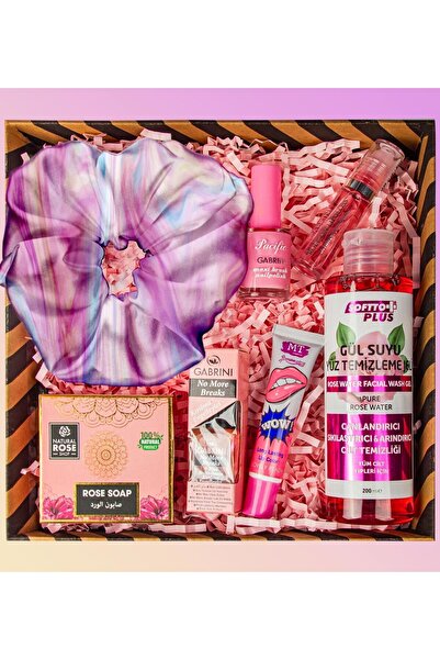 EJOYA Toka & Oje & Doğal Gül Sabun & Soyulan Ruj & Dudak Parlatıcısı Kozmetik Hediye Kutusu 110966