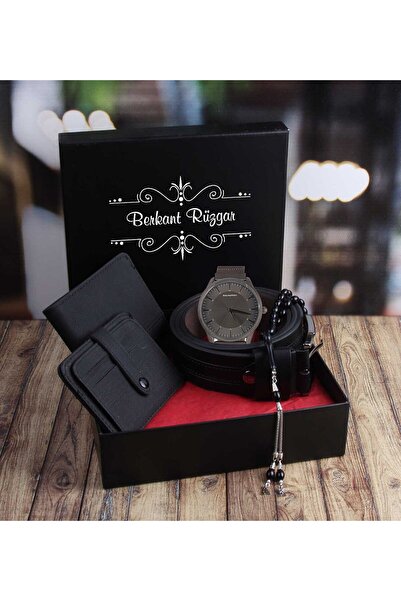 EJOYA Kişiye Özel Cüzdan Kartlık Kemer Tesbih Ve Saat Erkek Hediye Seti Mss 85369