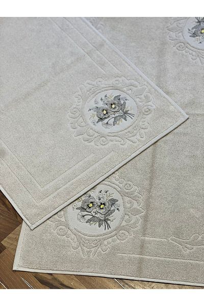 Nurpak Σετ μπάνιου Verda Beige - 2 3D κεντημένα, 50x70 και 60x95