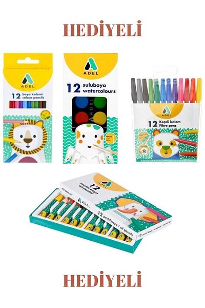 Adel Set of 12 Dry, Watery and Pastel Paints - Felt Tip Pen