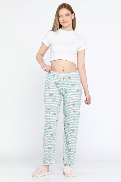 GÜLSELİ Pantaloni de pijama de damă cu talie elastică cu imprimeu Grimint