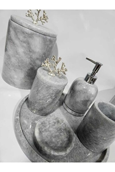 SARITAŞ Gri Mermer Banyo Seti 7 Li