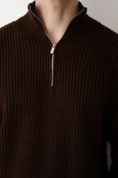İLKCET MODA Πουλόβερ Basic Oversize με γιακά με φερμουάρ