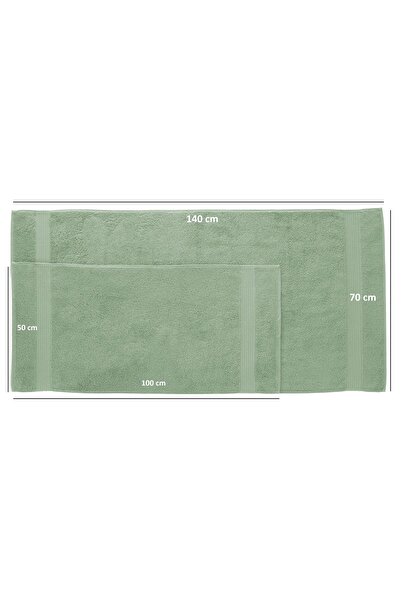 MAURAHOME Tomurcuk %100 Pamuk 6'lı Banyo Ve El Havlu Seti | 2'li 70x140cm Ve 4'lü 50x100cm | Buz Yeşili