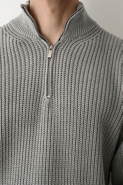 İLKCET MODA Πουλόβερ Basic Oversize με γιακά με φερμουάρ