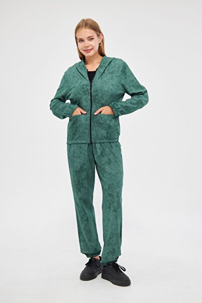 Avones Women's Acid Washing Effect Tie-Dye Pattern Zippered Front Skirt Sleeve Elastic Hoodie Set