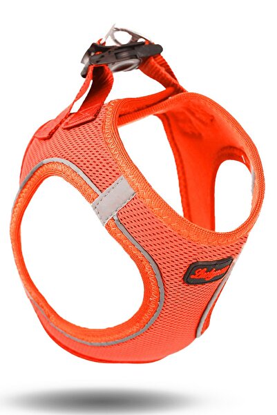 Air Mesh Kedi ve Köpek Göğüs Tasması Neon Orange