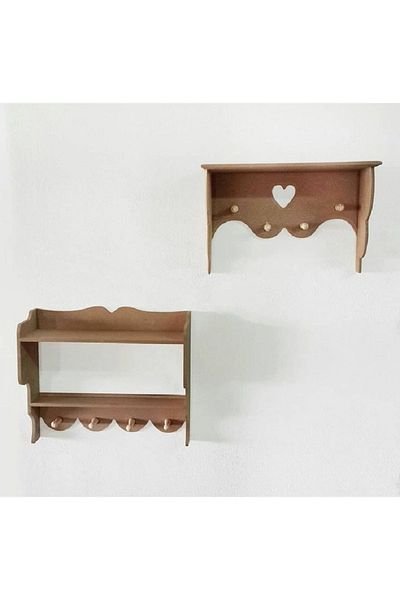 Altınyapı Hobi Market Raw Mdf Paintless Two-Piece Hanging Shelves