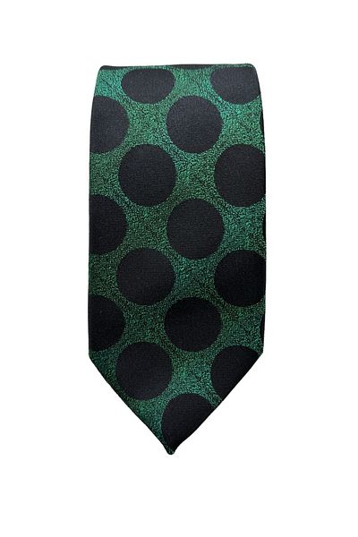 CROATE 100% Microfiber Polka Dot Green Tie