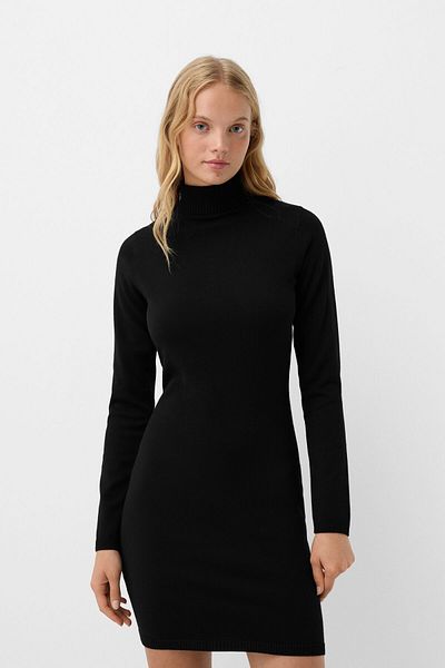 Bershka Dik yaka mini elbise