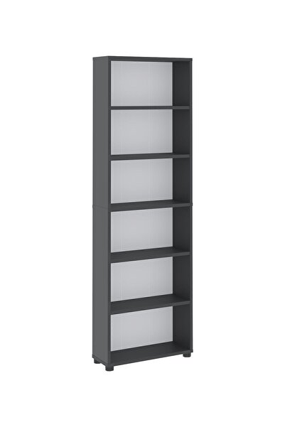 Bofigo 6 Raflı Kitaplık Dekoratif Kitaplık Modern Kitaplık Antrasit