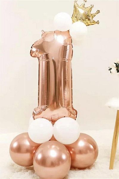 Le Mabelle Rose Number 1 Crowned Balloon Set