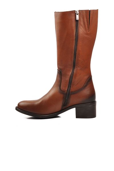 Voyager 9289 Γυναικείες μπότες από γνήσιο δέρμα Tan με Fleece Εσωτερικά