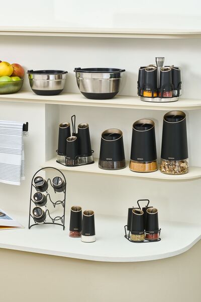 Karaca Waltz 6-Piece Oval Spice Set with Stand