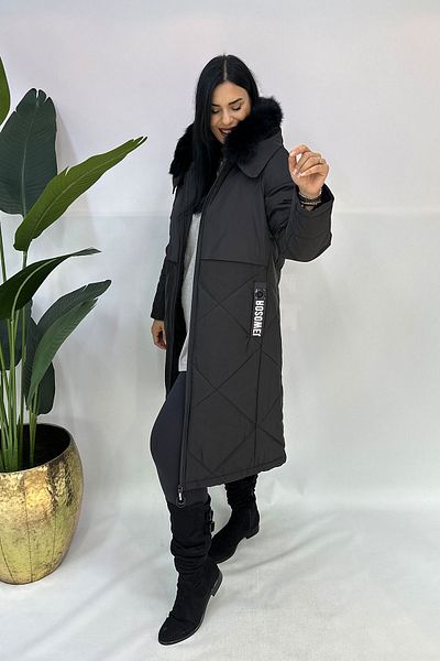 GÖKSEL -20 Protected Plus Size Fur Jacket - Black