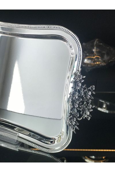 ABROZ HOME DESIGN Micron Silver Plated Spring Branch Tray