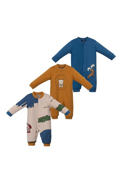 Necix's 3-Piece Jumpsuit Set with Snap Front for Baby Boy