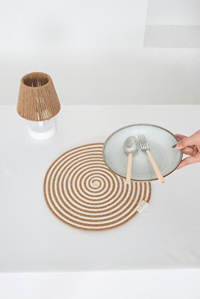 Maison Avf Brown Cream Macrame American Service 2 Piese Placă tricotată