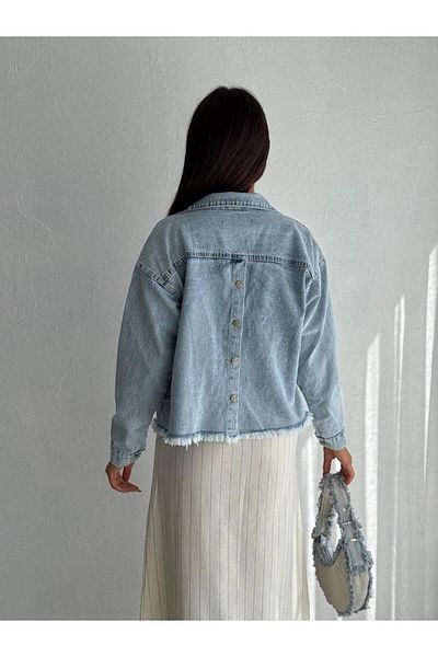 Noa Noa Jachetă din denim cu mânecă lungă, cu nasturi la spate