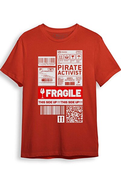 The Baski Fragile Design Štampano 100% pamuk Premium narandžasta majica