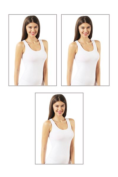 ÖZKAN underwear Özkan 23320 3 Πακέτο Γυναικείο Βαμβακερό Lycra Μονό Ζέρσεϊ Ευέλικτο Άνετο Χοντρό Μονό Ζαρτιέρες
