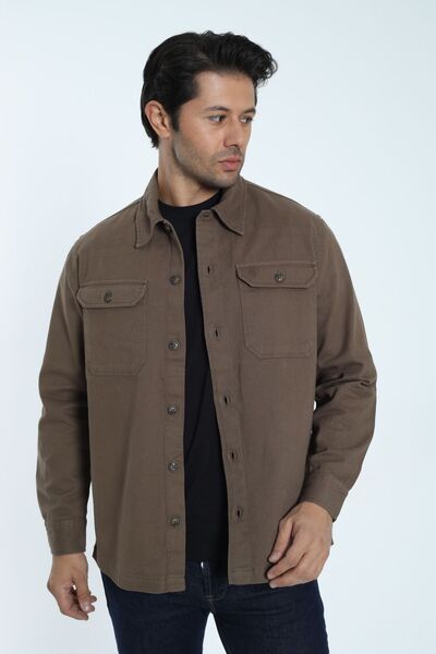 Cordial Ανδρικό μπουφάν 100% βαμβακερό σκούρο καφέ χρώμα Βαμβακερό με διπλή τσέπη