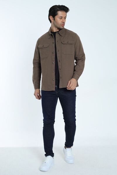 Cordial Ανδρικό μπουφάν 100% βαμβακερό σκούρο καφέ χρώμα Βαμβακερό με διπλή τσέπη