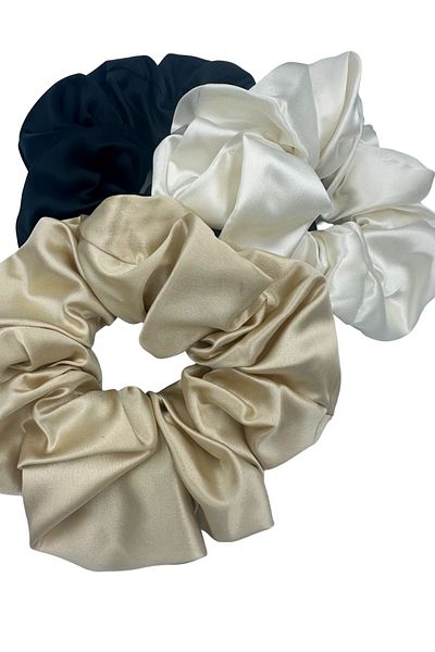 ICON SILK Scrunchie de păr 100% mătase Dimensiune Jumbo (negru)
