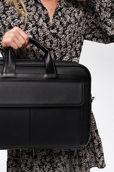 MORCA Black Unisex 16" & 17" Laptop Briefcase - With Compartment
