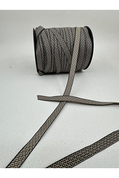 paşateks since 1995 şekil Panglică cu imprimeu 1 cm-5 metri (bej/negru)