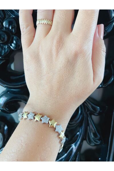 bellss accessory Gold Zirkon Taşlı Yıldız Bileklik