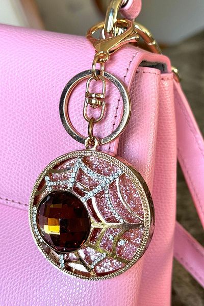 SETABIANCA Crystal Stone Disc Keychain Bag Ornament