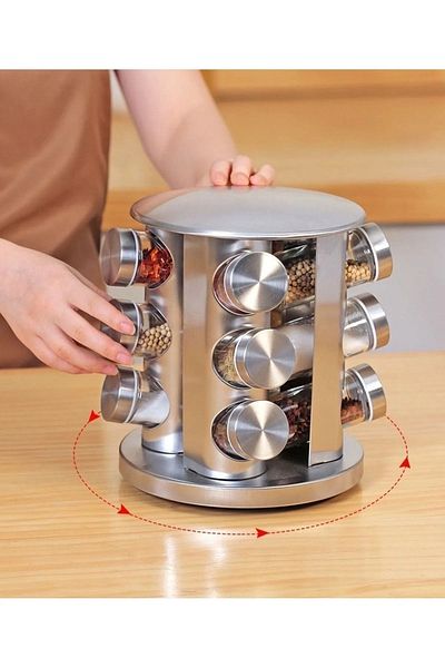 Mabeyn 12-Piece Rotating Metal Spice Rack Spice Set
