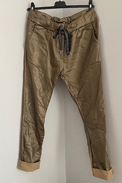 AYASOFYA OTANTIK Жіночі сафарі-штани з італійської штучної шкіри з вузькими ш...