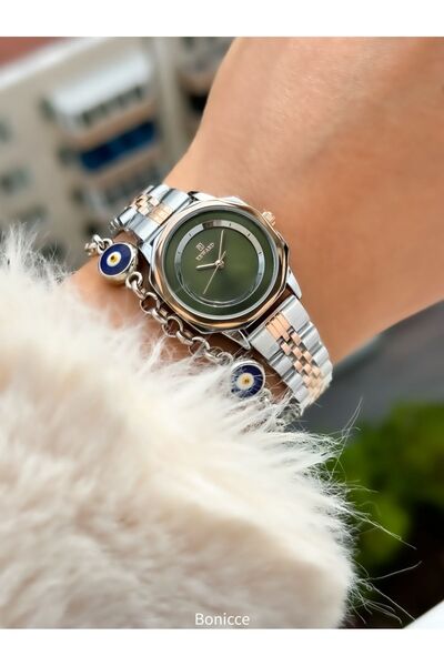 Reward New Model Steel Cord Women's Wristwatch + Nazar Beaded Bracelet Gift