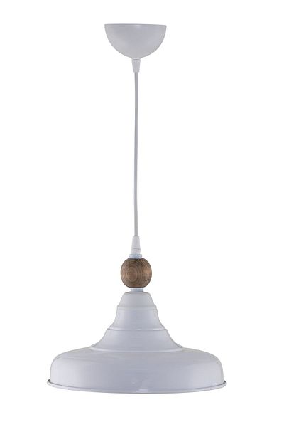 DEDE White Single Cono Pointed Metal Pendant Lamp Chandelier with Wood