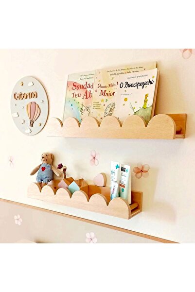 afralya home 2'li Montessori Raf  50 cm Ahşap Askılık Kitaplık Eğitici Montes...