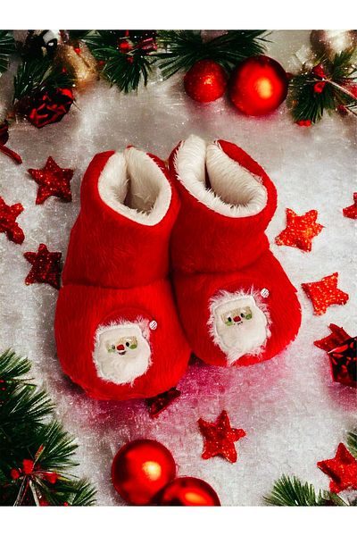 DERİNBEBE Cheerful Babies New Year's Themed Non-Slip Slippers with Soft Inside