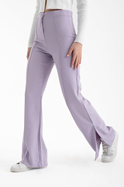 Hiccup Yüksek Bel Yırtmaçlı  Straight Fit Pantolon