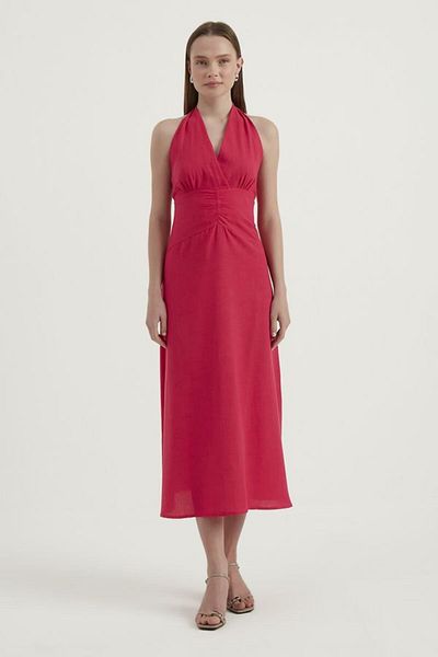 Hiccup Black Maxi Dress - V-Neck, Tied Back Strap