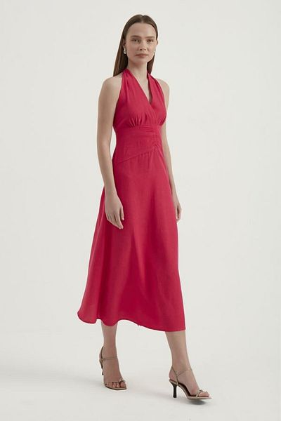Hiccup Black Maxi Dress - V-Neck, Tied Back Strap