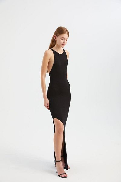 Hiccup Φόρεμα Maxi Bodycon με λαιμόκοψη και πλάγιο σχίσιμο στην πλάτη