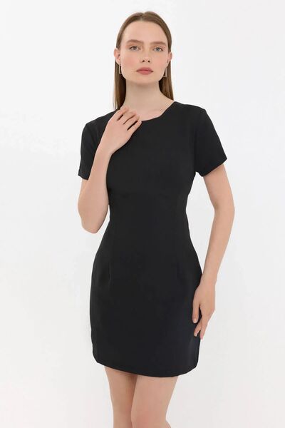 Hiccup Crew Neck Mini Dress - Back Detail, Short Sleeve