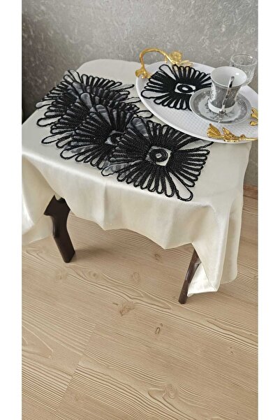 ZESA HOME Set of 6 Coffee Color Stylish Tulle Guipure Napkins
