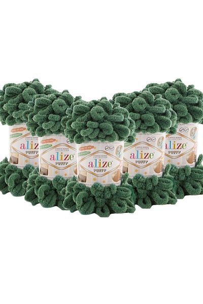 Alize Νήμα πλεξίματος Puffy Hand - 532 Glass Green 5 Pack - 100 γρ. 9 Mt. Σχοινί πλεξίματος δακτύλων