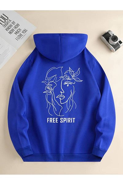 Machetta Унисекс зимен суитшърт с щампа Free Spirit - 3 прежди, 100% памук, с качулка