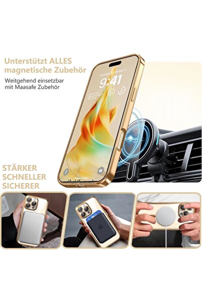 m.tk moveteck İphone 16 Pro Max Kılıf Tam Kamera Korumalı Magsafe Şarj Destekli Renkli Kenarlı Arkası Şeffaf Kapak